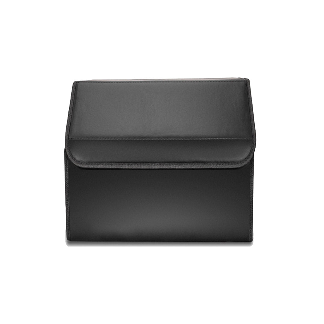 NNEAGS Leather Car Boot Collapsible Foldable Trunk Cargo Organizer Portable Storage Box Black Small-3