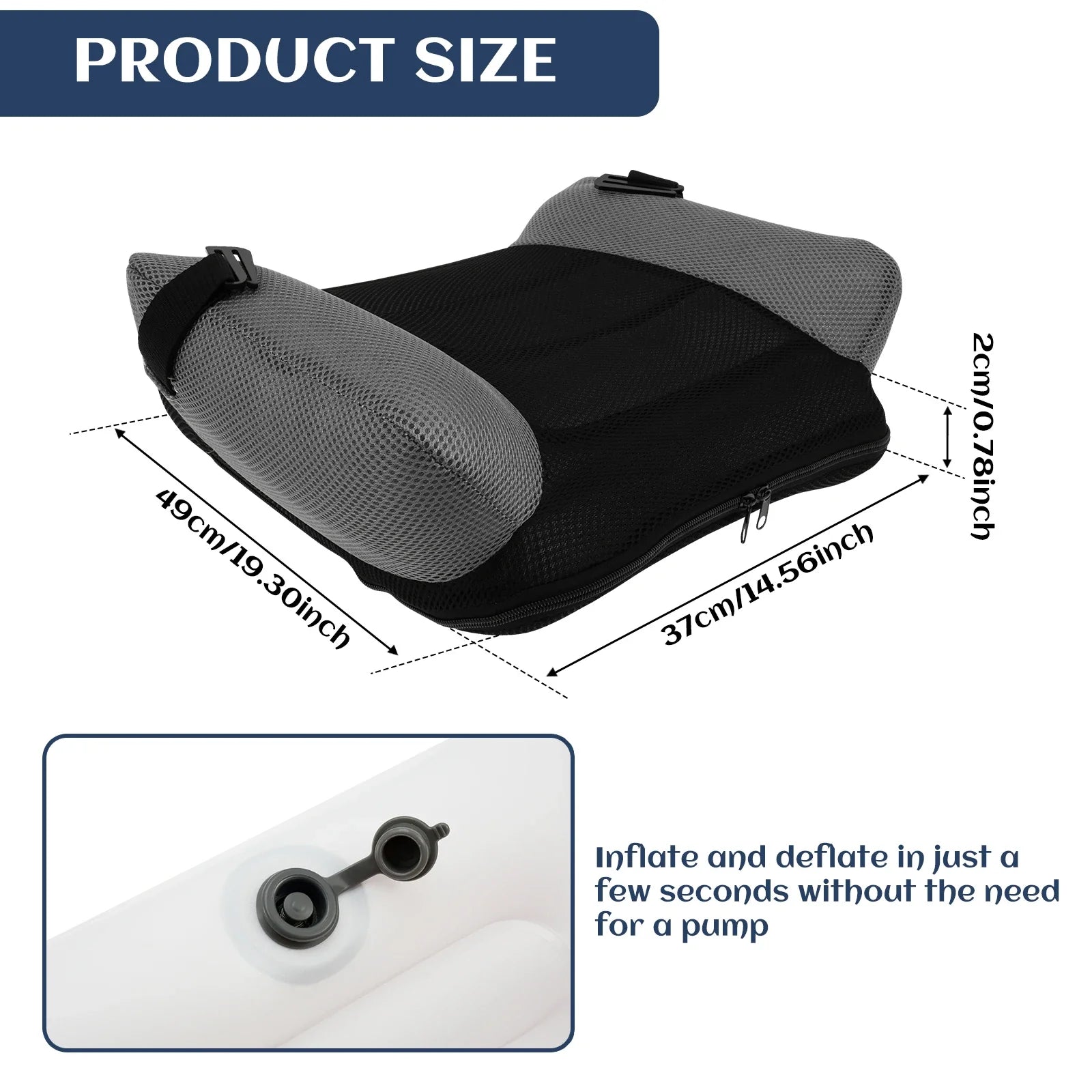 NNEOBA Inflatable Portable Car Booster Seat Cushion for Kids Toddlers Black-3