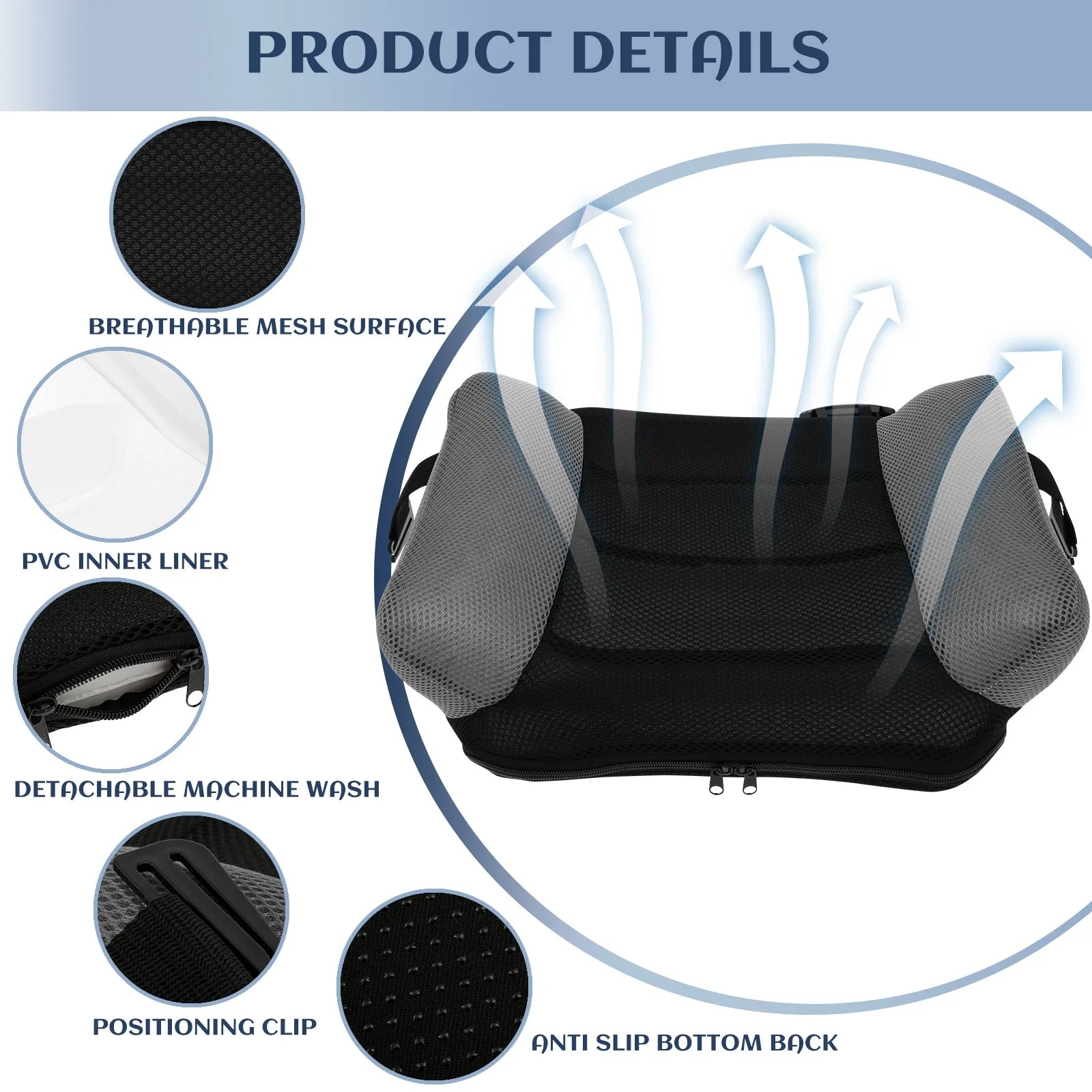 NNEOBA Inflatable Portable Car Booster Seat Cushion for Kids Toddlers Black-4