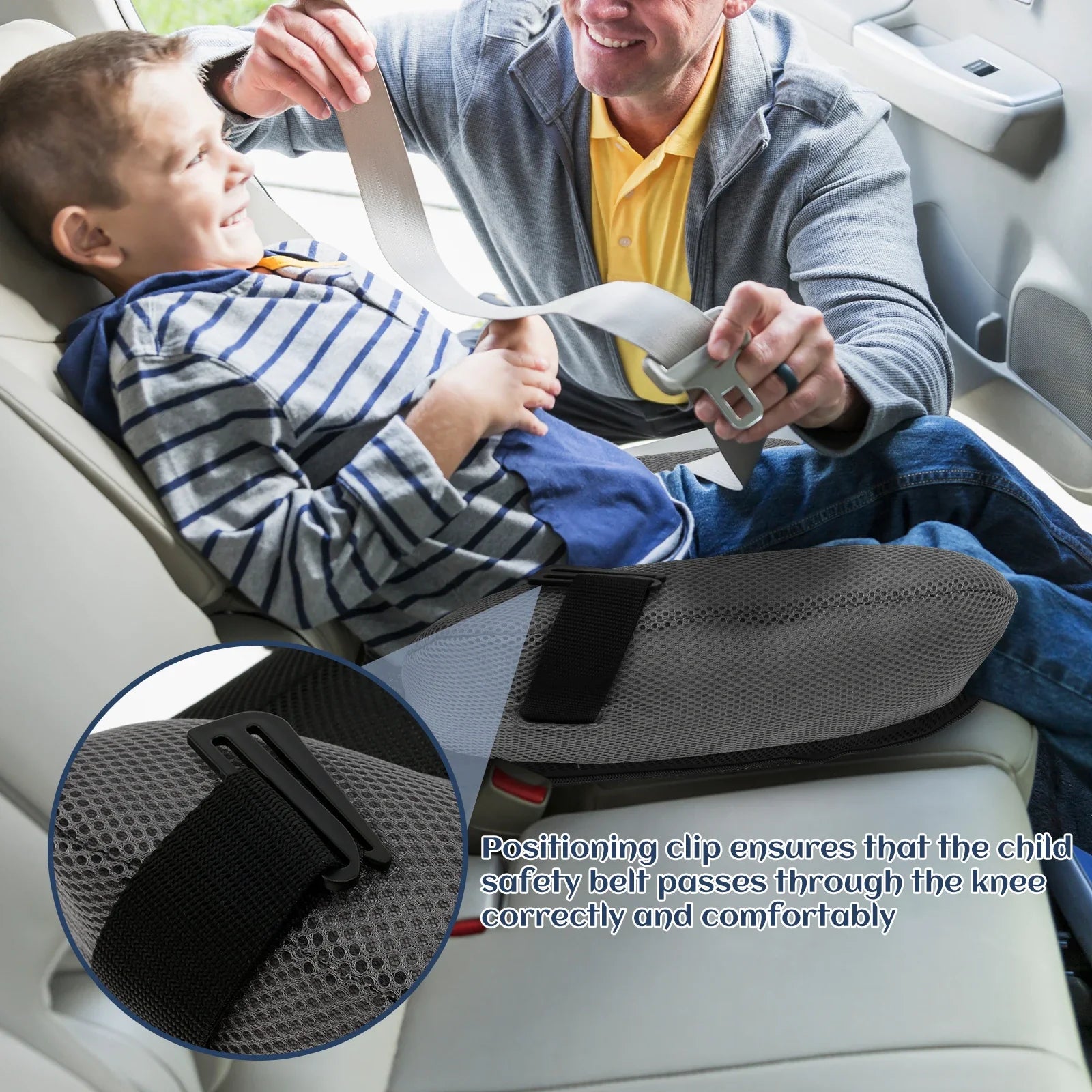 NNEOBA Inflatable Portable Car Booster Seat Cushion for Kids Toddlers Black-2