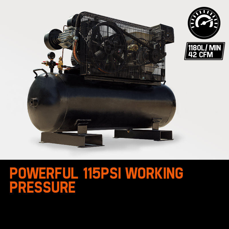 NNEMB 115PSI 150L 18HP Industrial Petrol Powered Air Compressor with Electric Key Start-4