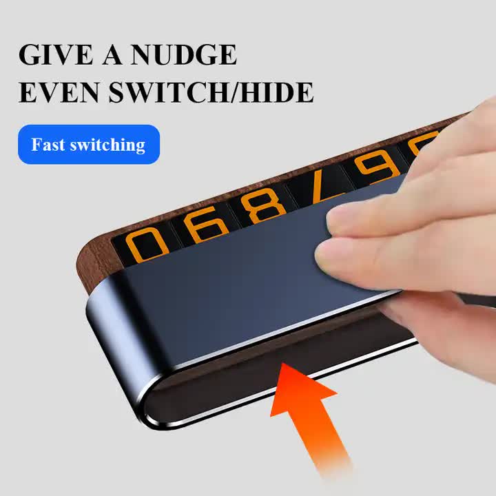 NNEDSZ Silver Premium Alloy and Wood Temporary Parking Card - Sliding Design for Privacy, Includes 6 Number Sets-2
