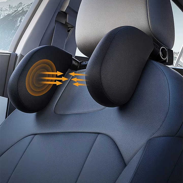NNEDSZ Black Adjustable 3D Memory Foam Car Seat Headrest with Side Support, Universal Neck Pillow for Travel Comfort-1