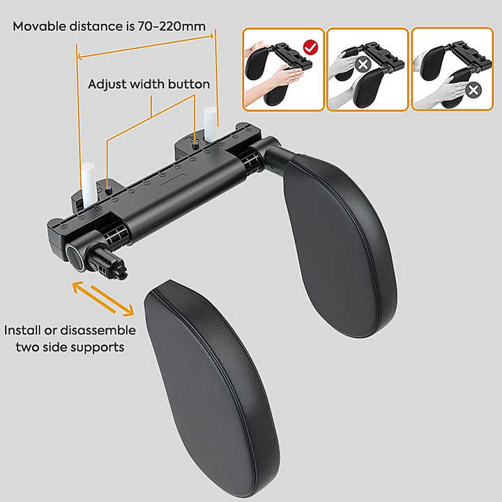 NNEDSZ Black Adjustable 3D Memory Foam Car Seat Headrest with Side Support, Universal Neck Pillow for Travel Comfort-3