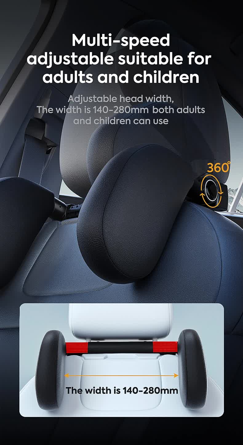NNEDSZ Black Adjustable 3D Memory Foam Car Seat Headrest with Side Support, Universal Neck Pillow for Travel Comfort-4
