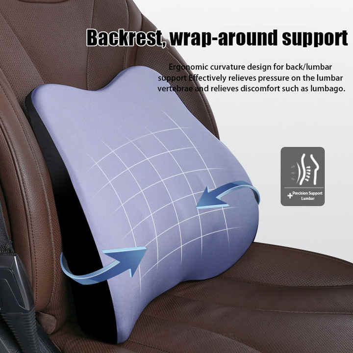 NNEDSZ Green Memory Foam Car Seat Neck and Lumbar Support Set - Ergonomic Cushion for Office, Home, and Driving-3