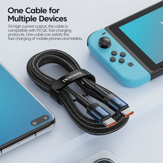 Toocki 100W USB Type C To USB C Cable PD 3.0 Fast Charging Charger Type-C Wire Cord For Macbook Samsung Xiaomi USB-C Cable 1M 2M
